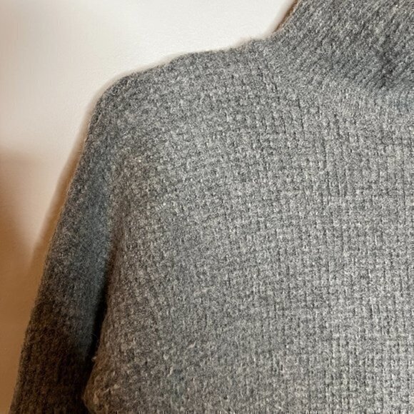 Madewell grey waffle knit merino wool blend mock neck sweater - Picture 3 of 6